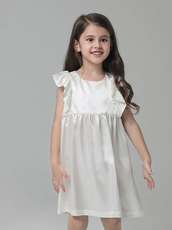 19 Momme Girls Nice Silk Nightgown With Ruffles